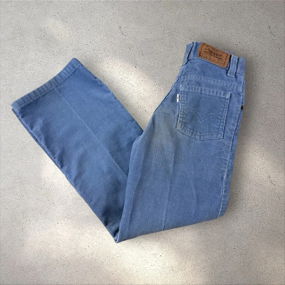 Vintage 70s/80s Little‎ Levi's Baby Blue Corduroy Pants Slim Kids 8 (19x22.5)
